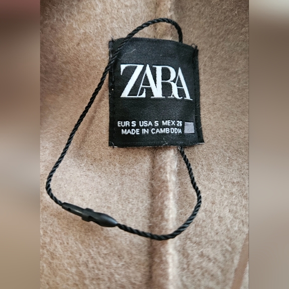 ZARA Bouclé Long Vest Sweater Jacket Taupe Mink Brown.Small.NWT - Picture 7 of 16